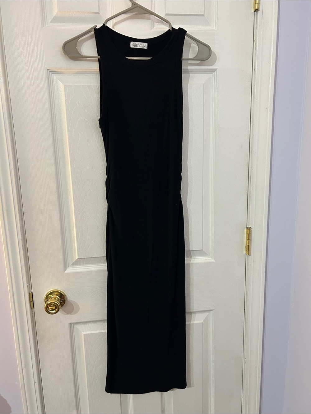 HALEY & June Sleeveless Black Ribbed Midi Dress - SMALL